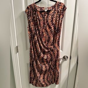 Anne Klein Faux ruched wrap dress, Abstract print, SZ 0x